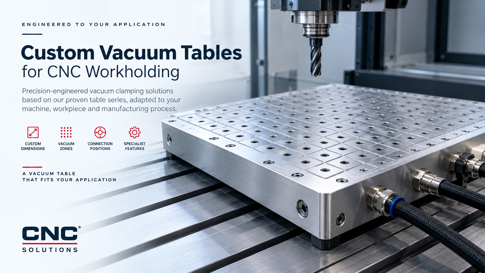 Custom CNC vacuum table with precision-machined aluminium surface